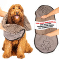 Dog Gone Smart The Dirty Dog Shammy - Antimicrobial Microfiber Dog Towel for Odor Control, Fast-Drying Plush, Dual Hand Pockets & Elastic, Super Absorbent, Machine Washable, 31 x 13 in, Grey
