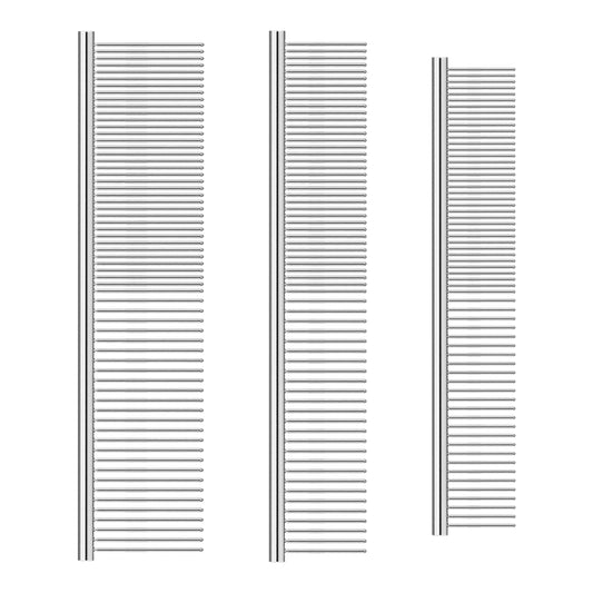 Jigfew 3 Pack Metal Comb For Dogs,Cat Grooming Comb,Dog Combs,Doodle Comb,Shedding Comb,For Professional Grooming Tool For Long And Short Haired Dog,Cat And Other Pets. (Large Medium Small), Metallic