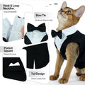 PUMYPOREITY Cat Tuxedo Suit Formal Wear with Bow Tie, Soft Skin-Friendly Cat Costumes for Cats Only, Elegant Outfit for Male Female Cats, Perfect for Wedding Birthday Photo Shoots, 2XL, Black