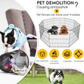 FDW 24 Inch Dog Pen 8 Panel Dog Playpen Indoor Outdoor Metal Puppy Pet Fence Portable Folding Animal Exercise Fence,Black