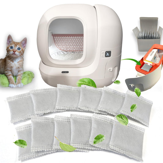 PurifyLogix 12 Pack Odor Eliminator for PuraMax Self-Cleaning Cat Litter Box, Natural Activated Charcoal Filters Refills, Cat Toilet Odor Control Replacement for Automatic Litter Box