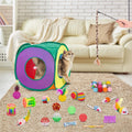 Retro Shaw Cat Toys Pack 33Pcs, Interactive Kitten Toys for Indoor Kittens Cats, Collapsible Kitty Tunnel Tent Feather Wand Springs Balls Bells Mouse Kitty Toys 15.7 Inches for All Breeds