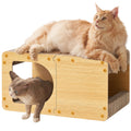 EHEYCIGA Cardboard Cat Scratcher House, 23-Inch Corrugated Cat Scratcher for Indoor Cats, Extra Large Scratching Board Pad, Brown