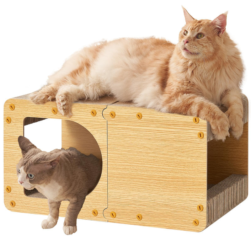 EHEYCIGA Cardboard Cat Scratcher House, 23-Inch Corrugated Cat Scratcher for Indoor Cats, Extra Large Scratching Board Pad, Brown