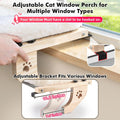 AMOSIJOY Wooden Cat Windowsill Perch with Zipper Cushion Bed, 21.7in