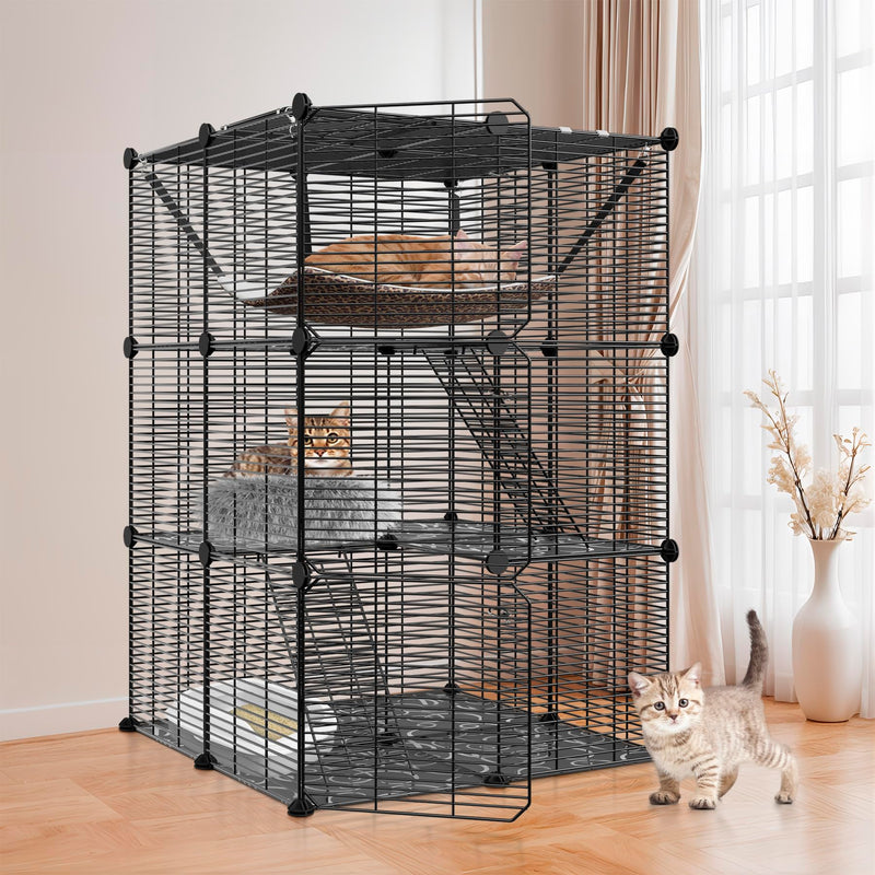 Saicool Pet Cage, Portable DIY Cat Playpen, Extra Large Hammock for 1-2 Cats, Ferret, Chinchilla, Rabbit or Guinea Pigs