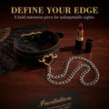 Black PU Leather Choker Necklace with Gold Heart and Detachable Chain