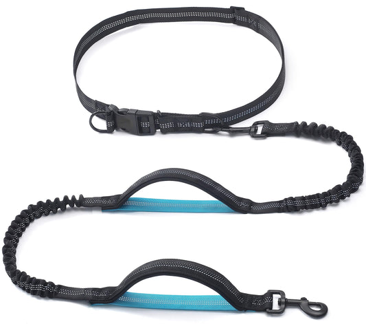 iYoShop Retractable Hands Free Dog Leash - Dual Handle Bungee Waist Leash for Small, Medium and Large Dogs (Small, 8-25 lbs, Black)
