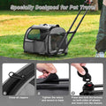 Large Pet Carrier with Wheels, Foldable Rolling Dog Carrier with Big Pocket, Cat Rolling Bag 21"x13"x13" for 2 Cats &Dog