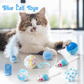 MALLMALL6 Cat Toy Set Interactive Cat Toys 10Pcs Pack Including Cat Springs Feather Teaser Wand Mice Crinkle Balls and P