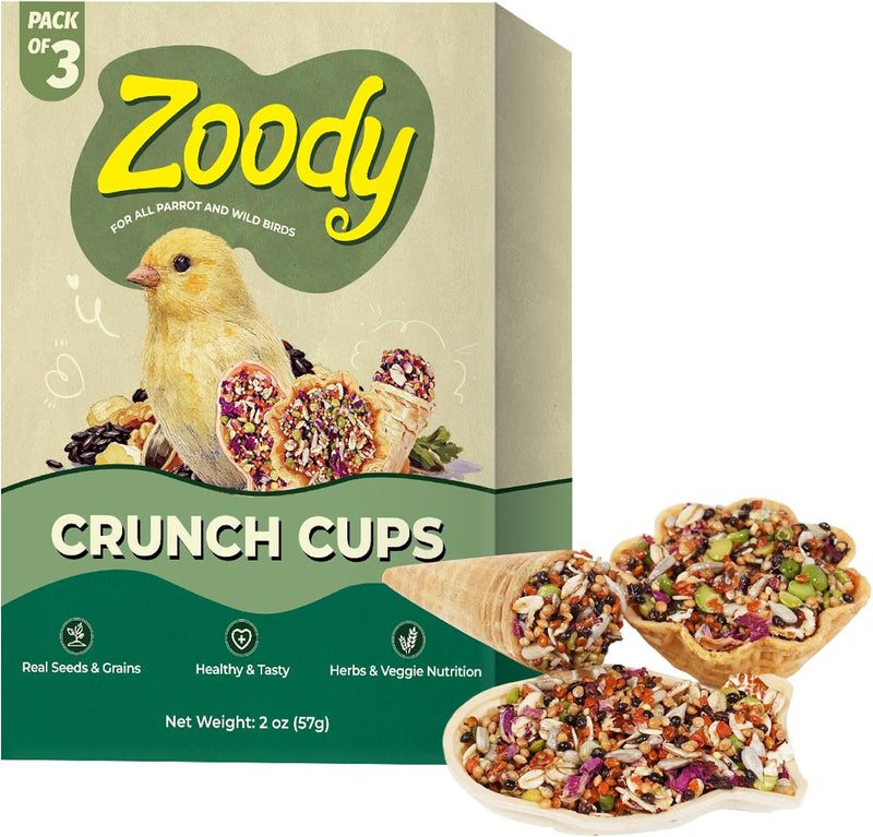 Zoody Parakeet Treats Crunchy Cups with Real Seeds & Grains 2 oz
