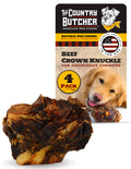 THE COUNTRY BUTCHER Crown Knuckles - Meaty Beef Dog Bones, Natural Long-Lasting Chews for Medium & Large Dogs, Aggressive Chewers, Healthy Chew Toy, Bones for Big & Giant Breeds, 4 Count