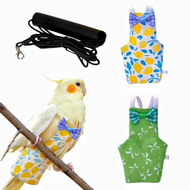 2 Pcs Bird Diapers Bird Harness Flight Suits Diapers with 80 Inch Flying Leash Reusable Parrot Nappy with Waterproof Inn