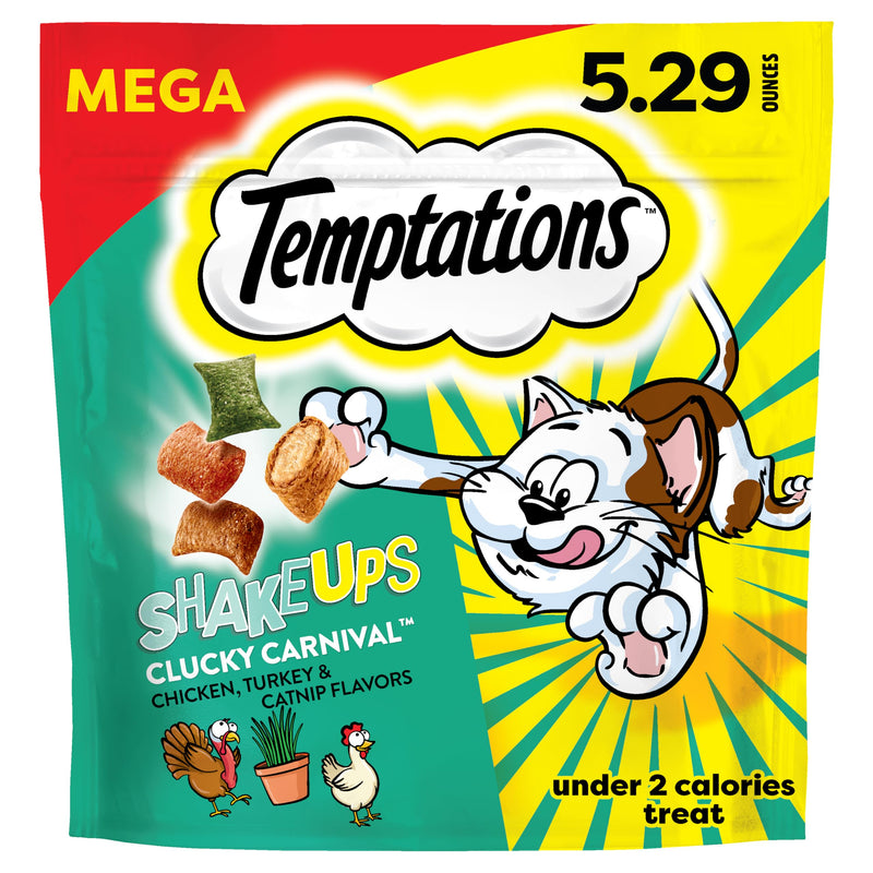 Temptations Cat Treat ShakeUps, Crunchy and Soft Cat Treats, Clucky Carnival, 5.29 oz. Pouch