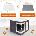 Loyareal Cat Houses for Indoor Cats - Large Cat Bed Cave with Scratch Pad and Fluffy Ball, Foldable Cat Condo Hideaway with Reversible Cushion for Multi Small Pet, Dark Grey