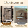 69in Large Forged Steel Birdcage, Comes with Bird Nest, Ladder, Hammock, Feeder, etc. Equipped with Wheels for Outdoor M
