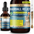 VICSOM Hairball Treatment for Cats, Cat Hairball Remedy for Cats Natural Eliminate and Prevent Hairball, Furball Control, Skin & Coat Care, Digestive Immune & Urinary Support, 60ml with Psyllium Husk