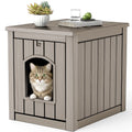 VIXZEN Outdoor Cat House Weatherproof - Multi-Functional Side Table Design, Clawsable Cat Houses for Outdoor Cats, Durable Resin Material, Cat Shelter with Spacious Interior Tool-Free Assembly (Gray)
