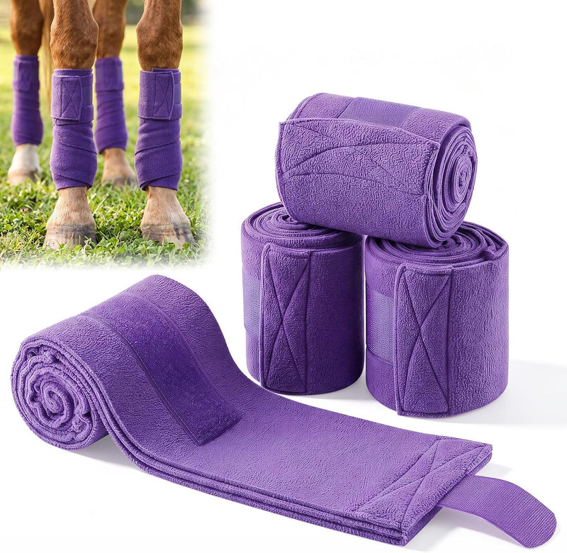 Abbylike 4 Pack Horse Polo Wraps, 10 ft Soft Fleece Horse Leg Wraps