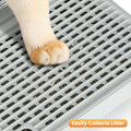 Aothey Litter Box Step, Litter Box Ramp/Catcher with Wooden Base, Anti-Tracking & Easy to Clean, Ideal for Small & Elderly Cats (Grey)