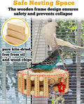 Wooden Bird Sleep Nest, Open Hammock with Toys for Small Birds
