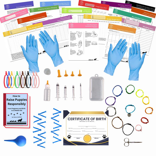 SHEFFIELD SS SHOP Puppy Whelping Supplies 64 Piece Puppy Whelping Kit for Puppies Birth Pregnant Dog Birthing Supplies Newborn Collars for Litter Bottles for Nursing