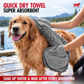 Tuff Pupper Quick Dry Towel for Dogs | Ultra Absorbent Microfiber Shammy | Extra Large 35x15 Size Dog Bath Towel | Comfortable Hand Pockets | Indoor Outdoor Use