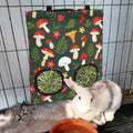 JarThenaAMCS 2Pcs Rabbit Hay Feeder Bag with 2 Holes 11.5 x 9 Inch Mushroom Guinea Pig Hanging Hay Feeding Bag Storage D