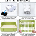 Automatic Parakeet Bird Bath with Pump, Large Bird Shower Fountain Indoor Bathtub with Running Water, Parrot Bath Tub Faucet for Pet Birds, African Grey, Cockatiel, Conure, Budgie, Lovebird
