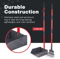 Metal Pooper Scooper for Dogs with Heavy Duty Long Handle Rake & XL Tray