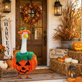 Halloween Porch Goose Outfit Pumpkin for 23 Inch Plastic & Cement Goose Statue, Spooky Cute Clothes & Fall Harvest Costu