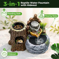 3-in-1 Reptile Water Fountain 550ML with Food Dish & Hideout