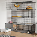 Oneluck Cat Cage with Litter Box,4-Tier DIY Enclosures Large Playpen Detachable Metal Wire Kennel Indoor Crate Large Exercise Place Ideal for 1-2 Cats (41.3" L x 17.8" W x 55.1" H)