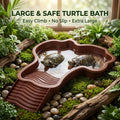 Reptile Bathing Pool with Ramp, Tortoise Water Dish & Reptile Food Dish Box