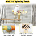 Jevnd Bird Perch & Swing Toy Combo, Bird Toys for Parrots with 360° Spin Function, Hanging Parakeet Swing Birds Cage Accessories Toys, Multi-functional Wooden Birds Activity Gym for Cockatiel Lovebird