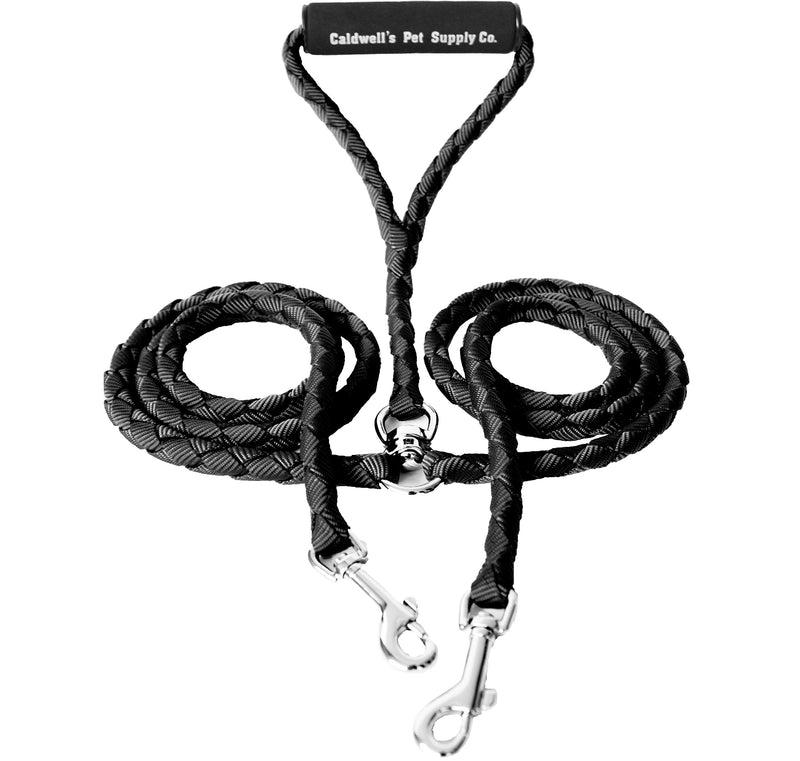 Caldwell's Pet Supply Co. Dual Dog Leash, Double Dog Leash for Two Dogs, Tangle Free, Heavy Duty Double Ended Tandem Leashes with Padded Handle with Tangle-free Swivel, for Small, Medium or Large Dogs
