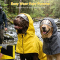 DENTRUN Dog Raincoat Poncho Waterproof Reflective No-Sleeve Hood Leg Straps