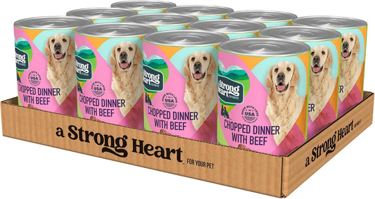 A Strong Heart Chopped Beef Dinner Dog Food, All Life Stages, 22oz, 12pk