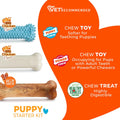 Nylabone New Puppy Starter Kit, Chew Toys & Natural Chew Treat for Puppies, Puppy Enrichment Teething Toys, Blue, Long Lasting Chicken & Bacon Flavor, Small Dogs - Up to 25 Ibs, 3 Pack