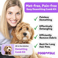 Poodoodle Pain-Free Dematting Comb Kit for Dogs & Cats, Dematting Rake & Detangling Dual-Side Comb Set, Dematting Brush for Dogs & Cats, Pet Grooming Tools Kit for Poodle Doodle & All Long Haired Pets