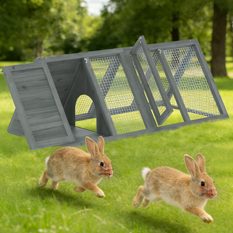 Small Chicken Coop, Wooden Rabbit Hutch Outdoor(Modern Grey)