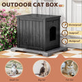 Cat Litter Box Enclosure, Resin Hidden Litter Box Furniture Side Table with Openable Front Door, Weatherproof Indoor & O