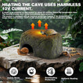 Reptile Heated Rock Bearded Dragon Basking Platform with Hide Cave,12V Thermostatic Heat Rocks Reptiles Habitat Decor Ac