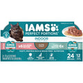 IAMS Perfect Portions Grain Free Wet Cat Food, Indoor Adult Cat Food Wet Cuts in Gravy, Variety Pack: Tuna & Salmon Recipe, 1.98 lb. (Pack of 1) Twin-Pack Trays
