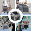 Dog Bike Basket, Expandable Soft-Sided Pet Carrier Backpack with 4 Open Doors, 4 Mesh Windows for Small Dog Cat Puppies-
