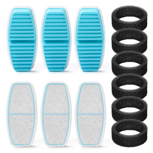 FOFNON Dog Water Fountain Filter: 12 Pet Water Fountain Filters - Including 6 Pieces of Filters + 6 Pieces Sponges - Suitable for FOFNON Wired Dog/Cat Fountain
