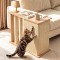 Cat Corner Side Table Scratcher, 2-in-1 Couch Protector from Cat Claws with Scratching Posts, Sturdy Wood Frame & Replac