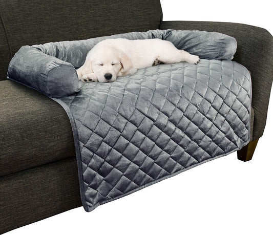 Couch Cover for Dogs - 35x35 Pet Furniture Protector with Memory Foam Neck Bolster, Quilted Fabric, and Water-Resistant 