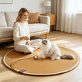 31" Cat Scratcher Mat, Natural Cotton Rope Cat Scratch Pad, Round Horizontal Floor Cat Scratching Pads for Indoor Cats, 
