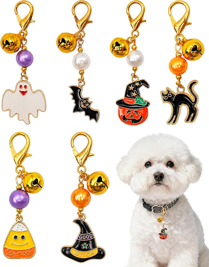 PET SHOW 6 Pack Holiday Dog Collar Charms Bells for Small Dogs Clip-on